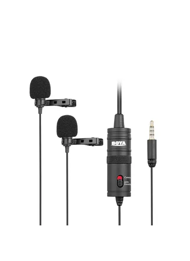 Lavalier Microphone 4m Dual Omni-directional Clip-on Lapel Video Mic for iPhone Canon Nikon DSLR BY-M1DM