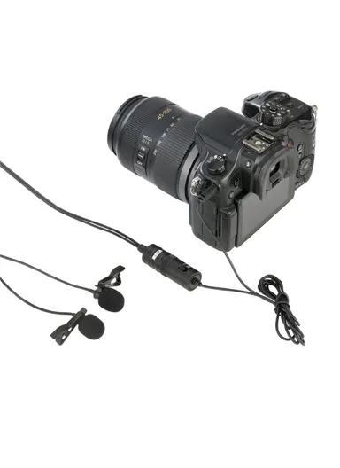 Lavalier Microphone 4m Dual Omni-directional Clip-on Lapel Video Mic for iPhone Canon Nikon DSLR BY-M1DM