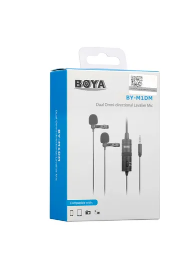 Lavalier Microphone 4m Dual Omni-directional Clip-on Lapel Video Mic for iPhone Canon Nikon DSLR BY-M1DM