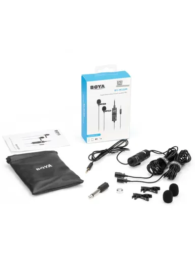 Lavalier Microphone 4m Dual Omni-directional Clip-on Lapel Video Mic for iPhone Canon Nikon DSLR BY-M1DM