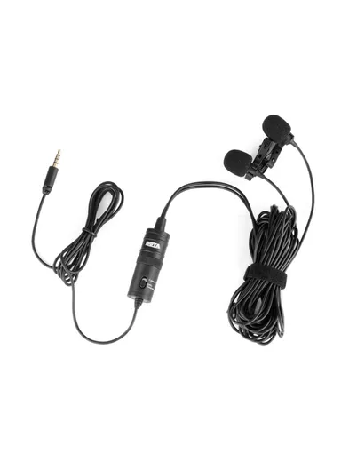 Lavalier Microphone 4m Dual Omni-directional Clip-on Lapel Video Mic for iPhone Canon Nikon DSLR BY-M1DM