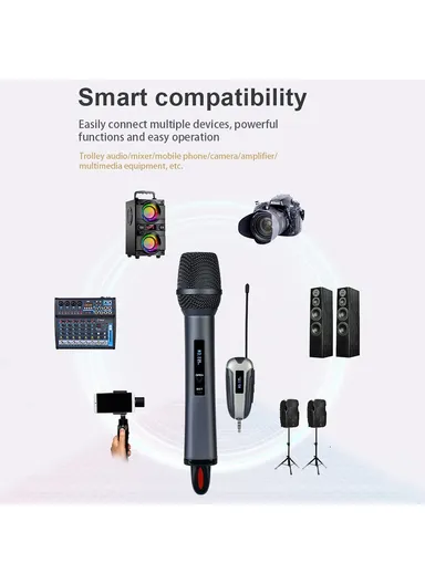 Singing Phone Conference UHF Wireless Microphone Live Streaming Rechargeable Mic, 1 Mic &amp; 1 Receiver TX-11 - Black