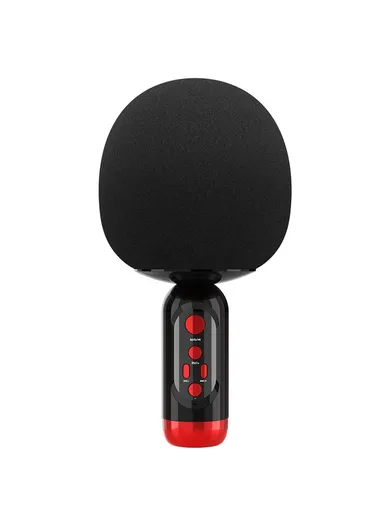 Wireless Bluetooth-compatible Microphone Speaker Mushroom Head Singing Mic K2 - Black