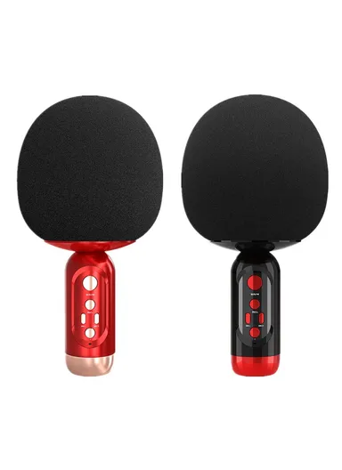 Wireless Bluetooth-compatible Microphone Speaker Mushroom Head Singing Mic K2 - Black