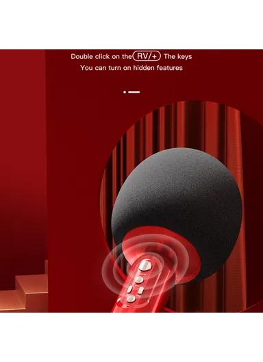 Wireless Bluetooth-compatible Microphone Speaker Mushroom Head Singing Mic K2 - Black