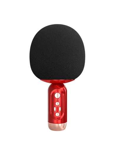 Wireless Bluetooth-compatible Microphone Speaker Mushroom Head Singing Mic K2 - Red