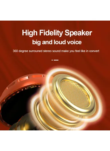 Wireless Bluetooth-compatible Microphone Speaker Mushroom Head Singing Mic K2 - Red