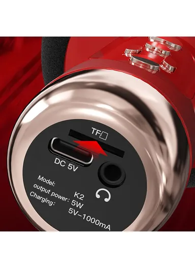 Wireless Bluetooth-compatible Microphone Speaker Mushroom Head Singing Mic K2 - Red