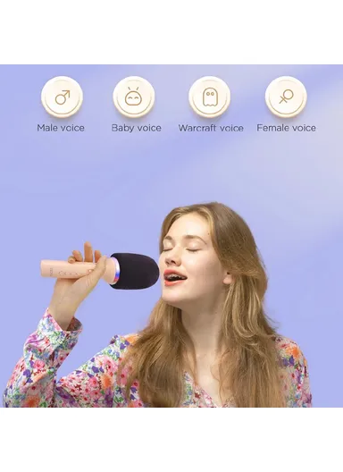 Bluetooth-compatible Wireless Microphone with RGB Light Karaoke Mic for Phone / Tablet / PC K11 - Pink