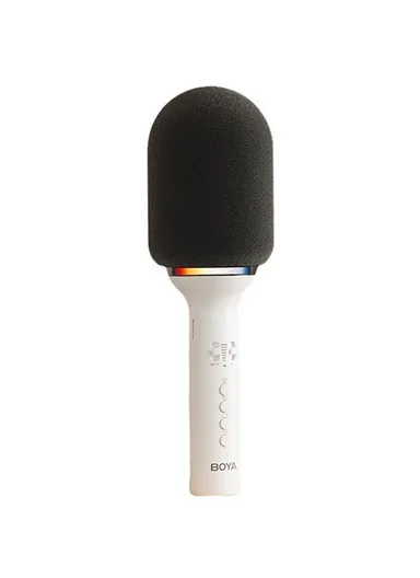 Bluetooth-compatible Wireless Microphone with RGB Light Karaoke Mic for Phone / Tablet / PC K11 - White