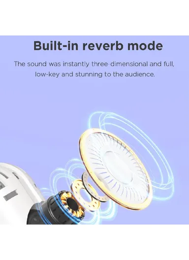 Bluetooth-compatible Wireless Microphone with RGB Light Karaoke Mic for Phone / Tablet / PC K11 - White