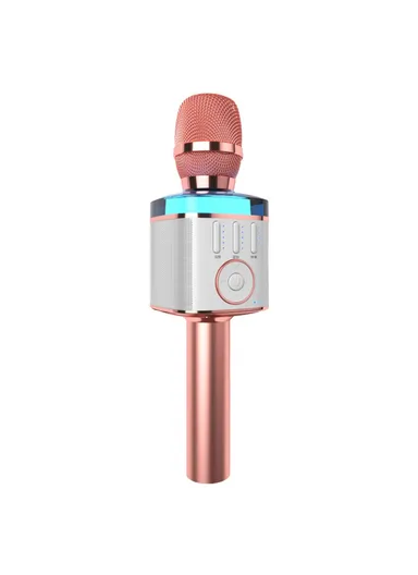 Bluetooth-compatible Microphone Speaker Wireless Children Home Karaoke Singing Microphone X9 - Rose Gold