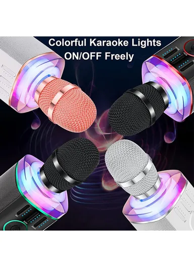 Bluetooth-compatible Microphone Speaker Wireless Children Home Karaoke Singing Microphone X9 - Rose Gold