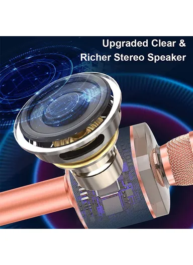 Bluetooth-compatible Microphone Speaker Wireless Children Home Karaoke Singing Microphone X9 - Rose Gold