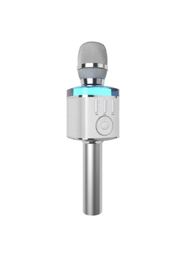 Bluetooth-compatible Microphone Speaker Wireless Children Home Karaoke Singing Microphone X9 - Silver