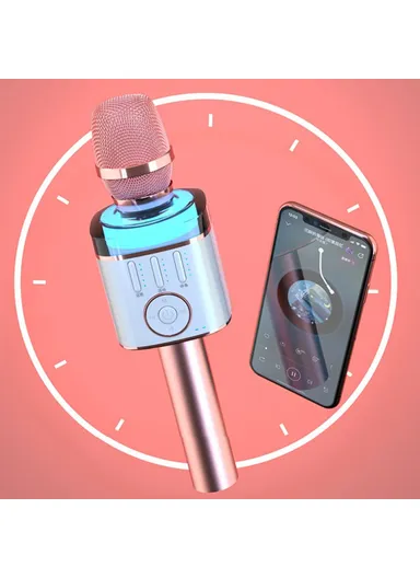 Bluetooth-compatible Microphone Speaker Wireless Children Home Karaoke Singing Microphone X9 - Silver