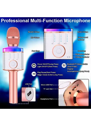 Bluetooth-compatible Microphone Speaker Wireless Children Home Karaoke Singing Microphone X9 - Silver