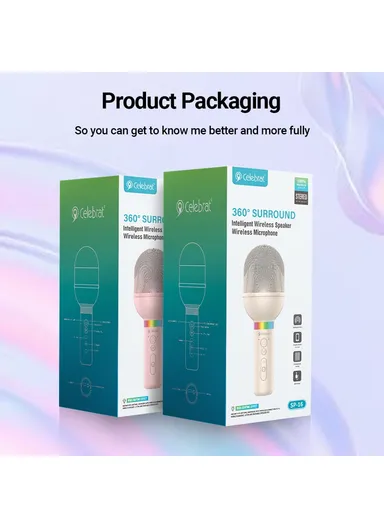 Wireless Karaoke Microphone Speaker Rechargeable Home Party Bluetooth-compatible Handheld Mic SP-16 - Pink