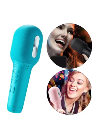 Cute Kids Wireless Karaoke Microphone Home Bluetooth Handheld Music Mic K9 - Blue