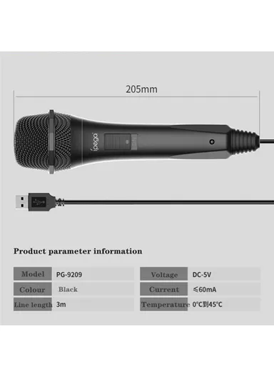 USB 2.0 Karaoke Mic Handheld Wired Microphone for PS4/Wii U/Nintendo Switch PG-9209 