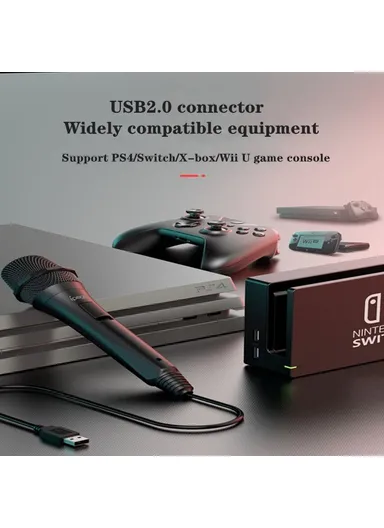 USB 2.0 Karaoke Mic Handheld Wired Microphone for PS4/Wii U/Nintendo Switch PG-9209 
