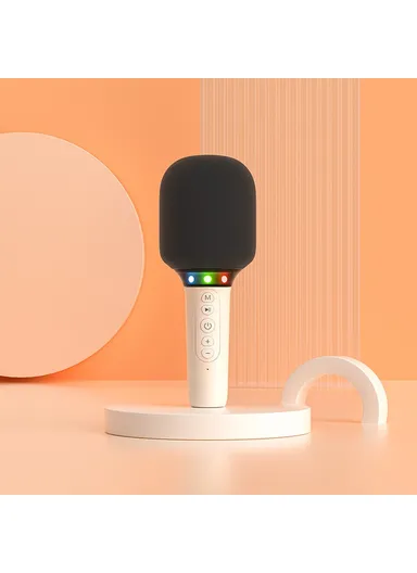 Singing Handheld Microphone Speaker Wireless Bluetooth-compatible Children Karaoke Mic k39 - White