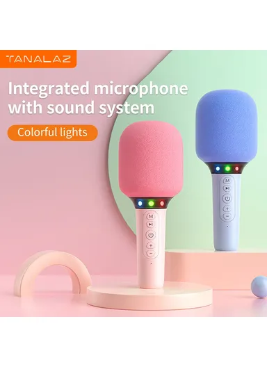 Singing Handheld Microphone Speaker Wireless Bluetooth-compatible Children Karaoke Mic k39 - White