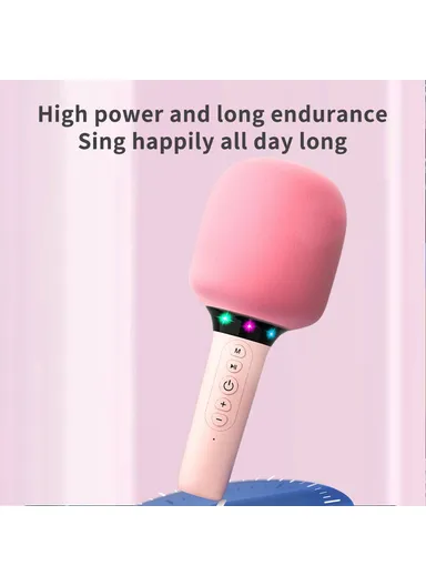Singing Handheld Microphone Speaker Wireless Bluetooth-compatible Children Karaoke Mic k39 - Pink