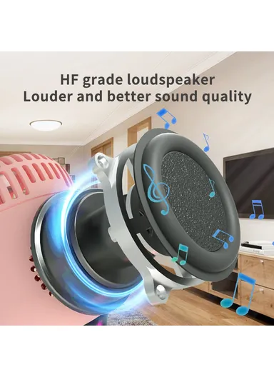 Singing Handheld Microphone Speaker Wireless Bluetooth-compatible Children Karaoke Mic k39 - Pink