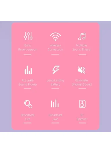 Wireless Karaoke Microphone Bluetooth Speaker Handheld Singing Recording Mic MC8 - Pink