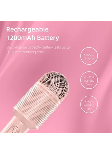 Wireless Karaoke Microphone Bluetooth Speaker Handheld Singing Recording Mic MC8 - Pink