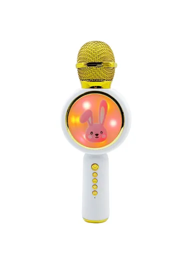 Cute Rabbit Kids Microphone Voice Changing Bluetooth-compatible TWS Karaoke Mic, English Version X6 - Ivory White