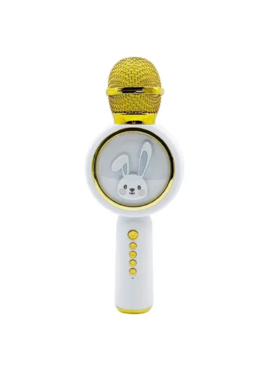 Cute Rabbit Kids Microphone Voice Changing Bluetooth-compatible TWS Karaoke Mic, English Version X6 - Ivory White