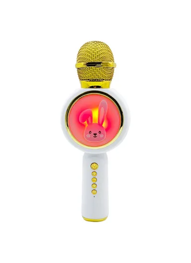 Cute Rabbit Kids Microphone Voice Changing Bluetooth-compatible TWS Karaoke Mic, English Version X6 - Ivory White