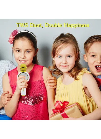 Cute Rabbit Kids Microphone Voice Changing Bluetooth-compatible TWS Karaoke Mic, English Version X6 - Ivory White