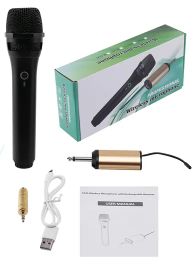Wireless Microphone Karaoke Handheld Dynamic Mic Set with Receiver for Karaoke Conference