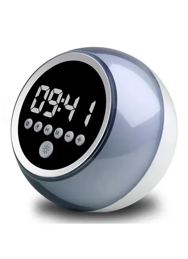 Portable Alarm Clock Bluetooth-compatible Speaker Dimmable LED Light FM Radio with Timer Function P12 (D11.5 x H10.8)cm 