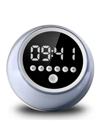 Portable Alarm Clock Bluetooth-compatible Speaker Dimmable LED Light FM Radio with Timer Function P12 (D11.5 x H10.8)cm 