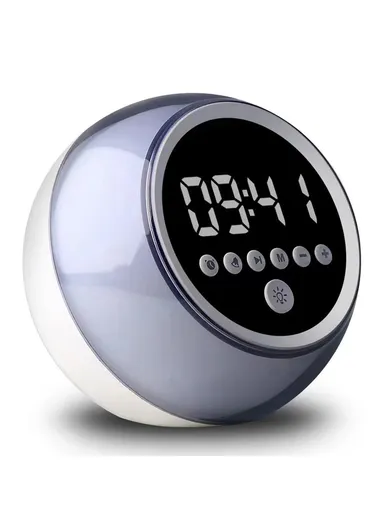Portable Alarm Clock Bluetooth-compatible Speaker Dimmable LED Light FM Radio with Timer Function P12 (D11.5 x H10.8)cm 
