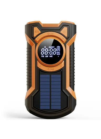 Emergency Solar Powered Radio Hand Crank AM, FM &amp; WB Bluetooth-compatible Receiver with LED Flashlight EM03 - Orange