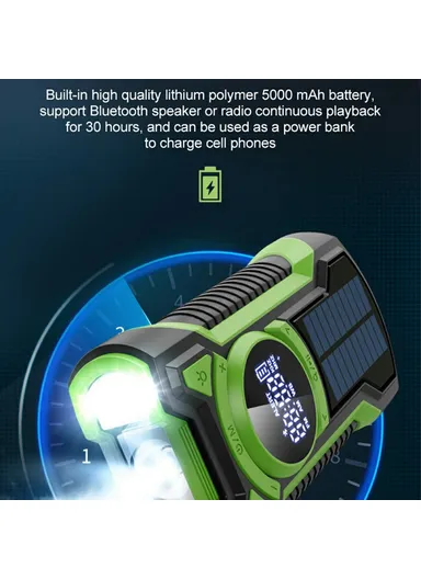 Emergency Solar Powered Radio Hand Crank AM, FM &amp; WB Bluetooth-compatible Receiver with LED Flashlight EM03 - Orange