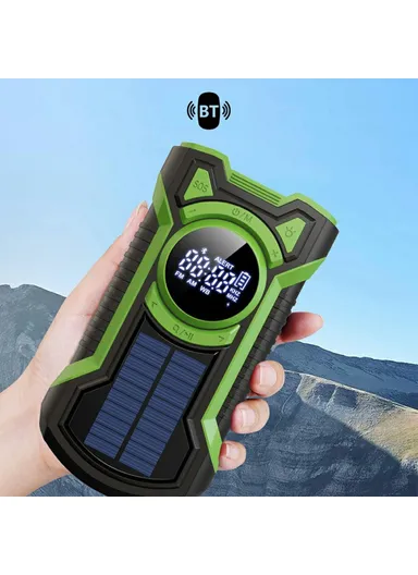 Emergency Solar Powered Radio Hand Crank AM, FM &amp; WB Bluetooth-compatible Receiver with LED Flashlight EM03 - Red