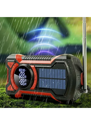 Emergency Solar Powered Radio Hand Crank AM, FM &amp; WB Bluetooth-compatible Receiver with LED Flashlight EM03 - Green