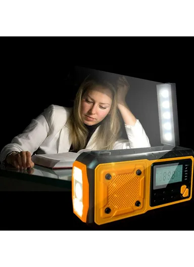 Outdoor Solar Power Hand Crank AM &amp; FM Radio Flashlight 4000mAh Power Bank EU Version 376