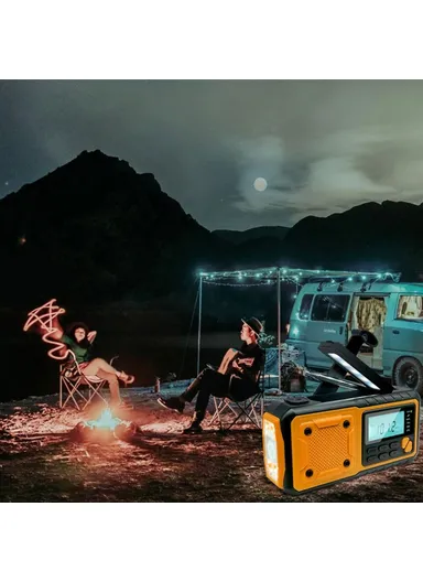 Outdoor Solar Power Hand Crank AM &amp; FM Radio Flashlight 4000mAh Power Bank EU Version 376