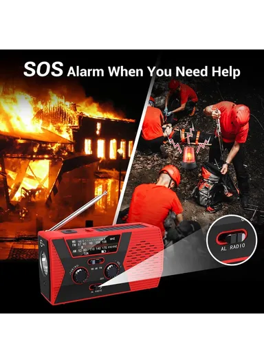 2000mAh Solar Power Weather Broadcast NOAA, AM &amp; FM Radio with Hand Crank Reading Lamp Power Bank - Orange