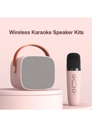 1200mAh Home Kids Karaoke Bluetooth-compatible Speaker Portable Loudspeaker with 2 Microphones P2 - Ivory White