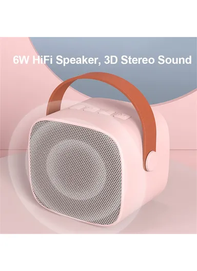1200mAh Home Kids Karaoke Bluetooth-compatible Speaker Portable Loudspeaker with 2 Microphones P2 - Ivory White