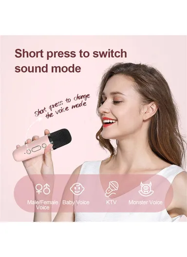 1200mAh Home Kids Karaoke Bluetooth-compatible Speaker Portable Loudspeaker with 2 Microphones P2 - Ivory White