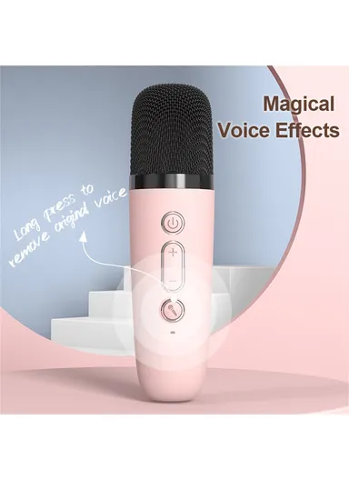 1200mAh Home Kids Karaoke Bluetooth-compatible Speaker Portable Loudspeaker with 2 Microphones P2 - Ivory White